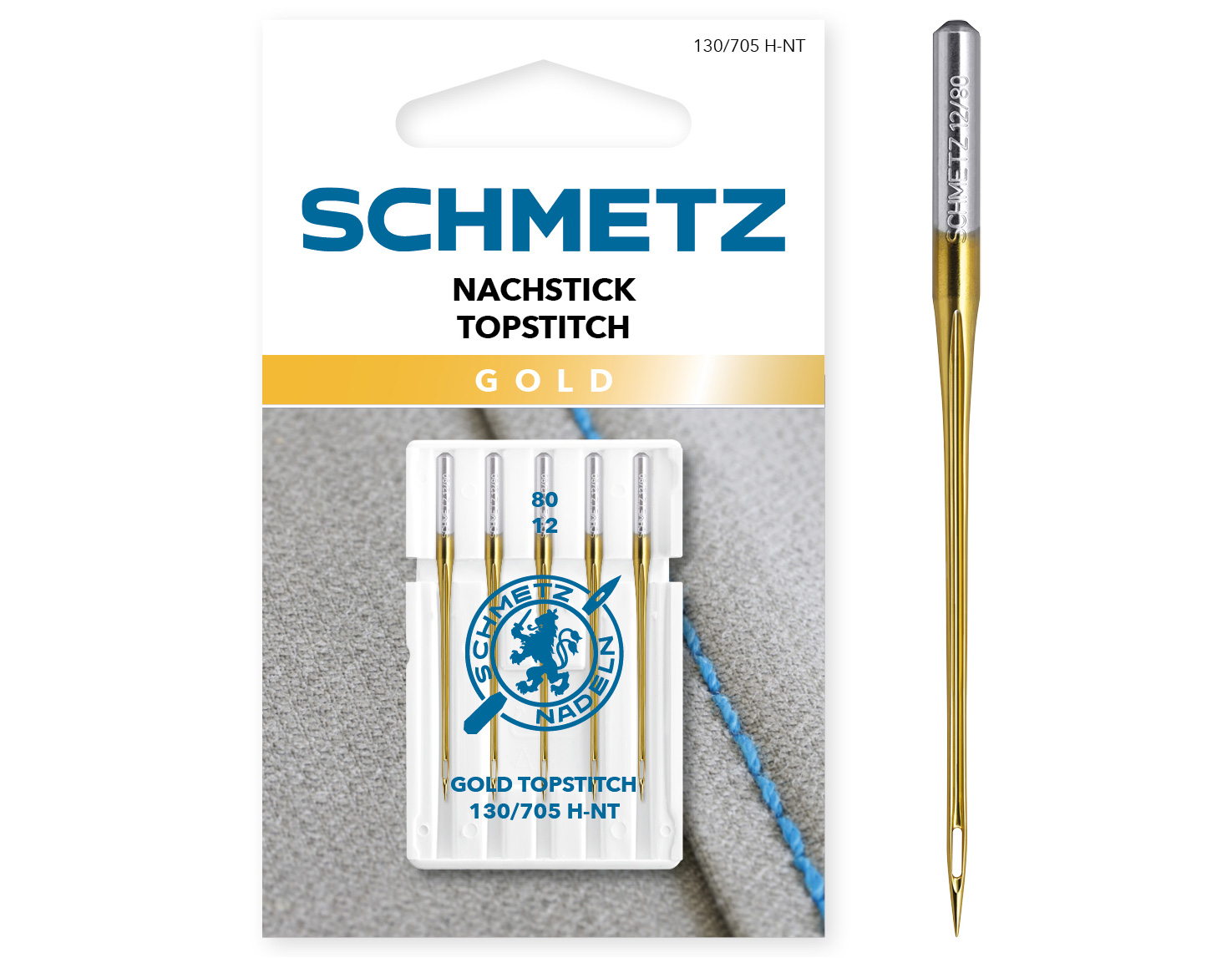 SCHMETZ GOLD TOPSTITCH SIZE 80 PACK OF 5 CARDED