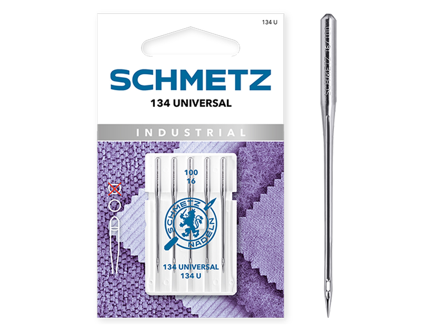 SCHMETZ UNIVERSAL INDUSTRIAL SIZE 100 PACK OF 5 CARDED