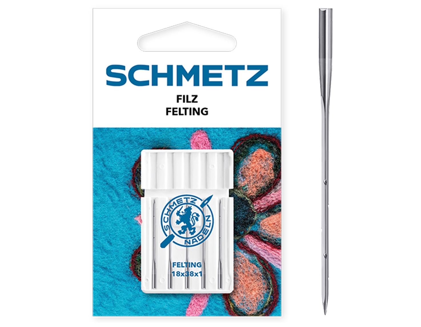 18X38X1 SCHMETZ FELTING NEEDLE SIZE 100 PACK OF 5 CARDED
