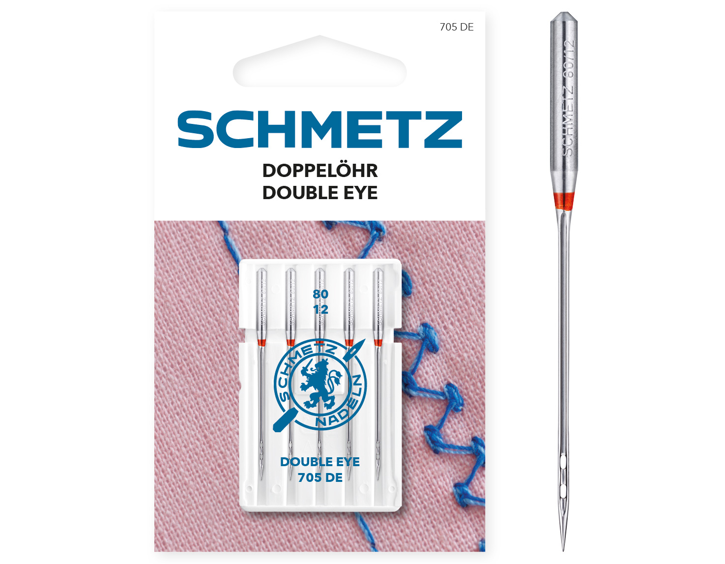 SCHMETZ DOUBLE EYE SIZE 80 PACK OF 5 CARDED