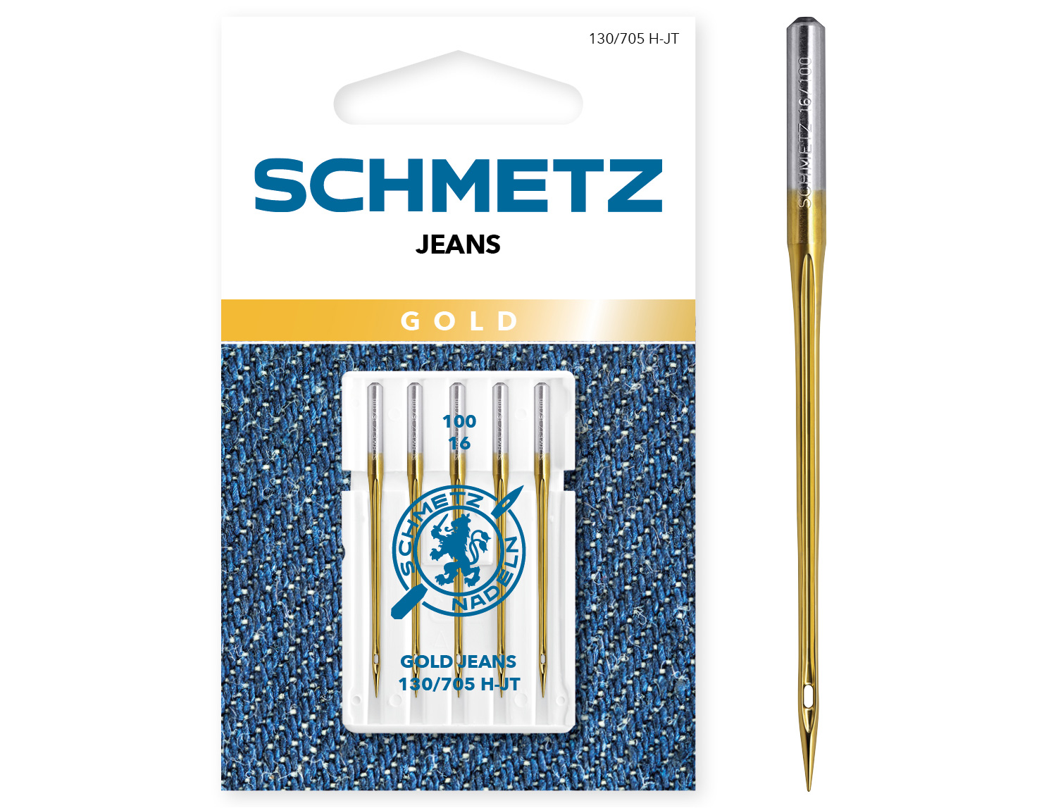 SCHMETZ JEANS GOLD SIZE 100 PACK OF 5 CARDED