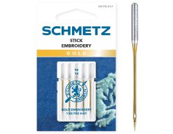 SCHMETZ GOLD EMBROIDERY SIZE 90 PACK OF 5 CARDED